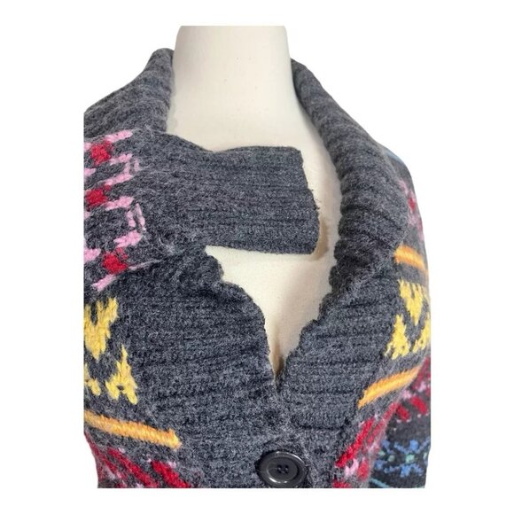 Lord & Taylor Cardigan Sweater Women S Wool Blend Fair Isle Button Shawl Collar - Picture 4 of 8